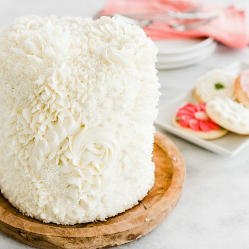 White Blooming Triple Layer Cake